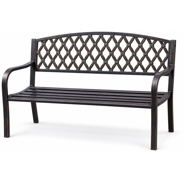 Warwick Metal Garden Bench with Web Pattern Cast Iron Back