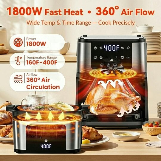 Havendro LCD Digital Air Fryer Pan-fried Steak Low Fat Oil free Oven Frying Kitchen Cook