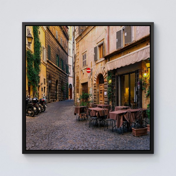 Warren Reed Cozy Rome Street Framed Canvas