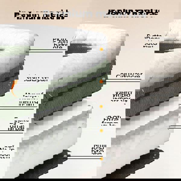 Skylos Pet Bed Orthopedic Small Dog Washable Waterproof Corduroy Wear Resistant Green