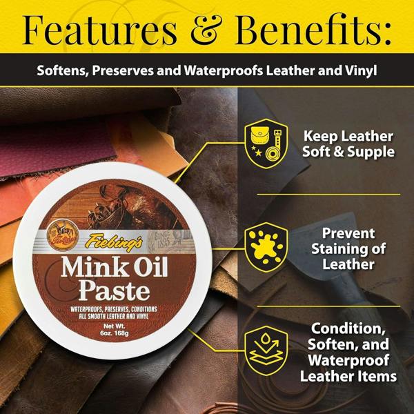 Fiebing's Mink Oil Paste - Heavy Duty Waterproofing for Leather 6oz