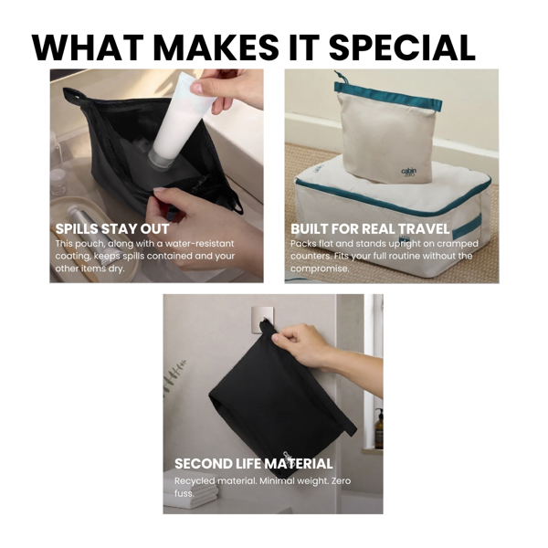 CabinZero Ultralight Wash Pouch 3.5L, Self Standing Design and Water Resistant Coating, Toiletry Bag