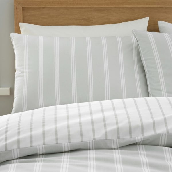 Bianca Ashford Stripe 200 Thread Count Cotton Percale Reversible Duvet Cover Set