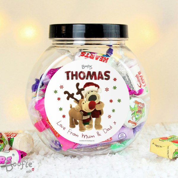 Personalised Memento Company Personalised Boofle Christmas Reindeer Sweet Jar