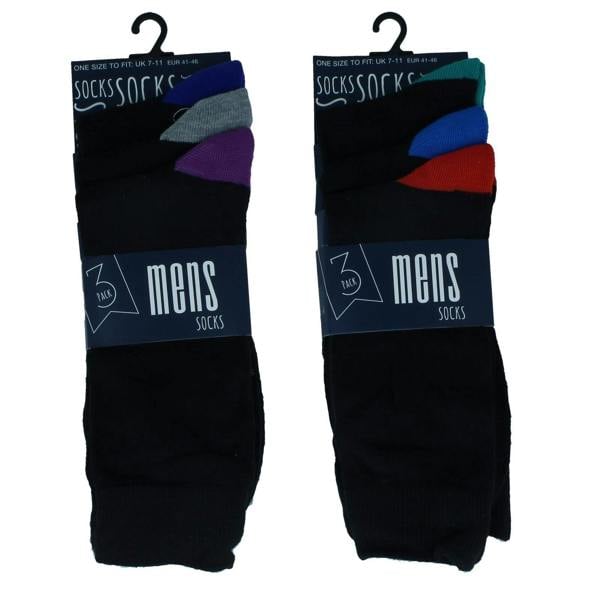 RJM Mens RJM 3 pack Contrast Heel & Toe Socks SK173