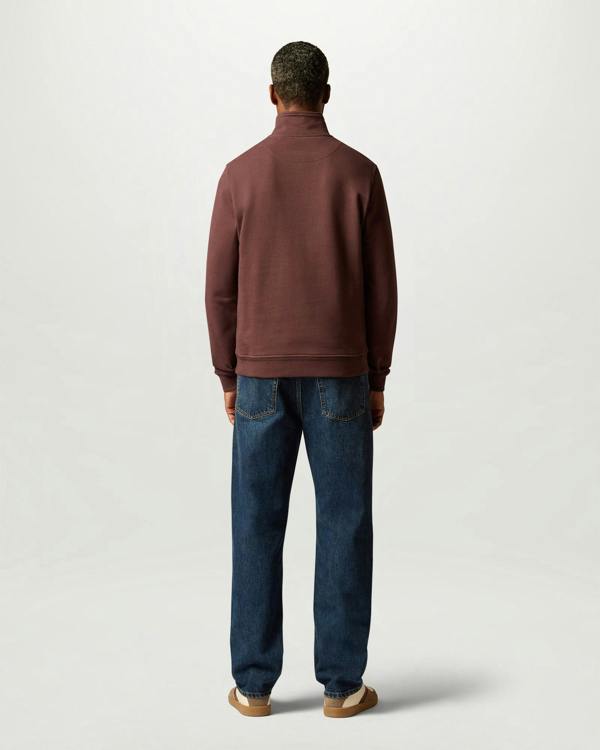 Belstaff Mens Logo Quarter Zip Sweatshirt - Oxblood | CHO | Designer Mens Quarter Zip Sweatshirts