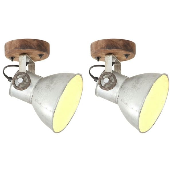 Berkfield Industrial Wall/Ceiling Lamps 2 pcs Silver 20x25 cm E27