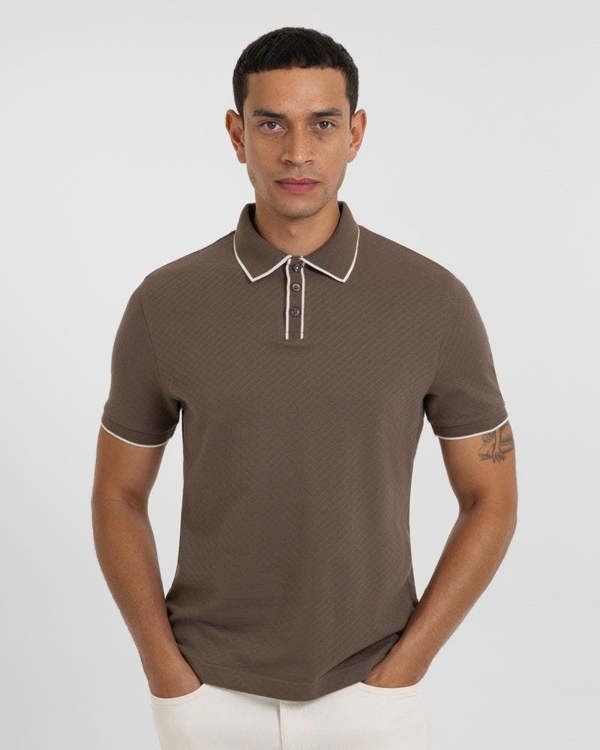 Steel & Jelly Beam - Diamond Textured Jacquard Polo Shirt