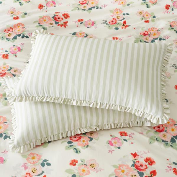 Cath Kidston Canopy Stripe Cotton Pillowcase Pair Green