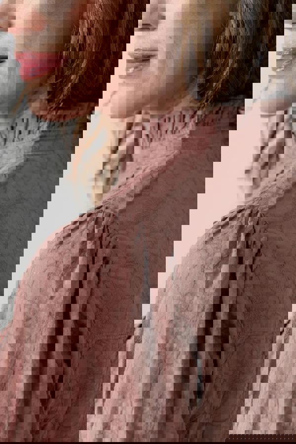 Lily & Me Wayfaring Textured Jacquard Blouse Antique Rose