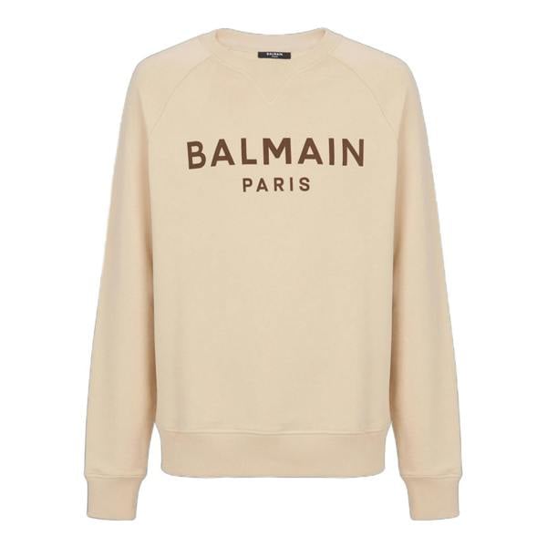 Balmain Logo Print Sweatshirt   in  Light Brown