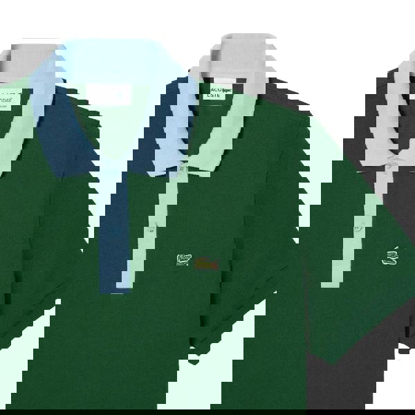 Lacoste Mens Contrast Collar Polo Shirt - Green - 