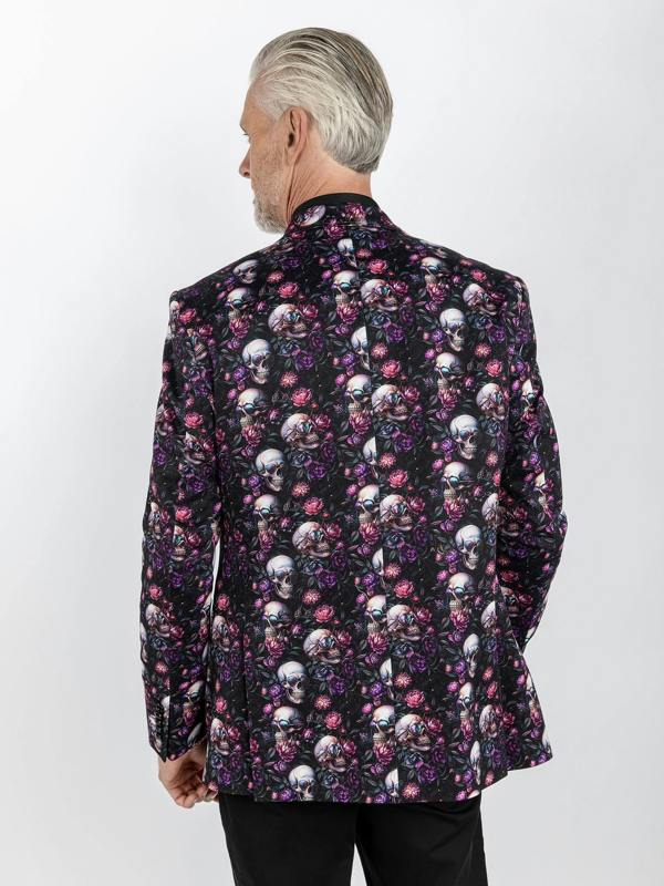 SKULL & FLORAL PRINTED FITTED JACKET - Claudio Lugli Shirts