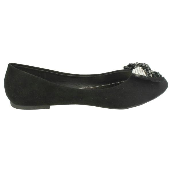 Spot On Ladies Spot On Diamante Detail Bow Shoes