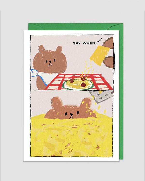 Cheese Greeting Card with Green Envelope - Say When, Then Smile