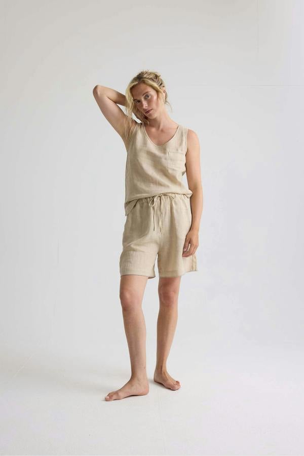 Pretty You London Relaxed Linen Shorts In Summer Sand