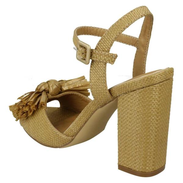 Spot On Ladies Spot On Chunky Heel Fringe Bow Vamp Sandals F10842