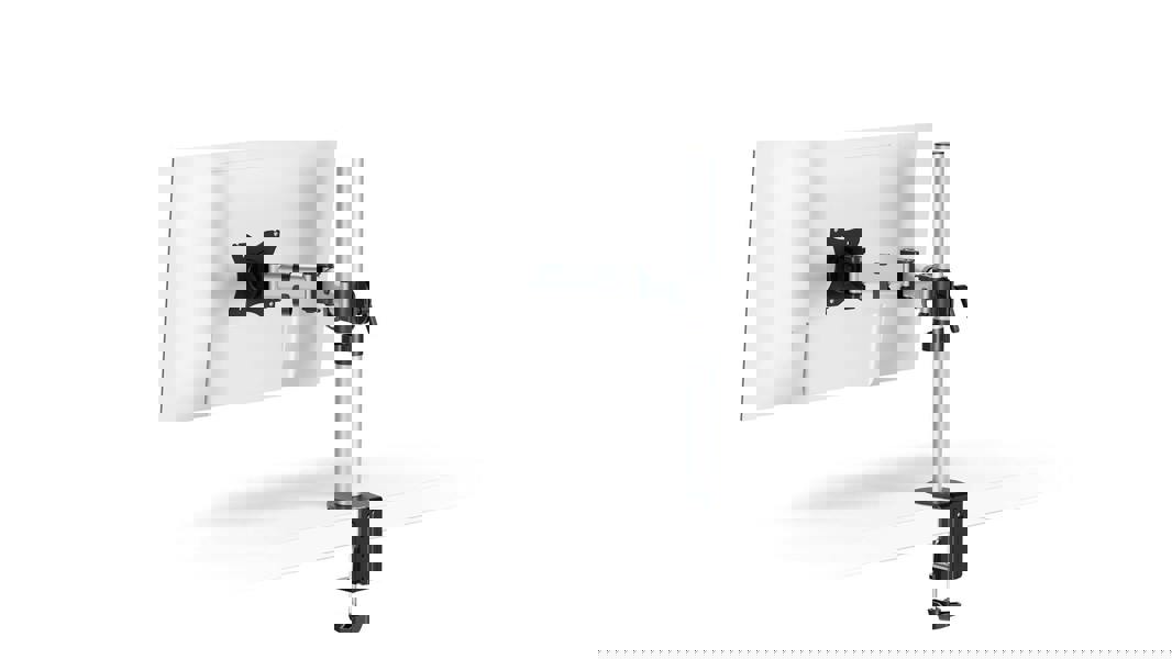 Durable SELECT Monitor Mount Desk Clamp for 1 Screen | 13 - 27" | Gloss Silver