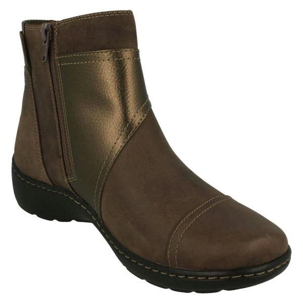 Clarks Ladies Clarks Strap Detailed Ankle Boots Cora Tropic