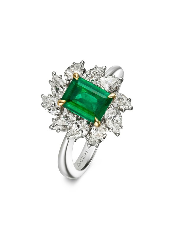 Gemdaia Natural Emerald & Diamond Ring