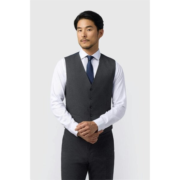 Limehaus Regular Fit Charcoal Stretch Waistcoat