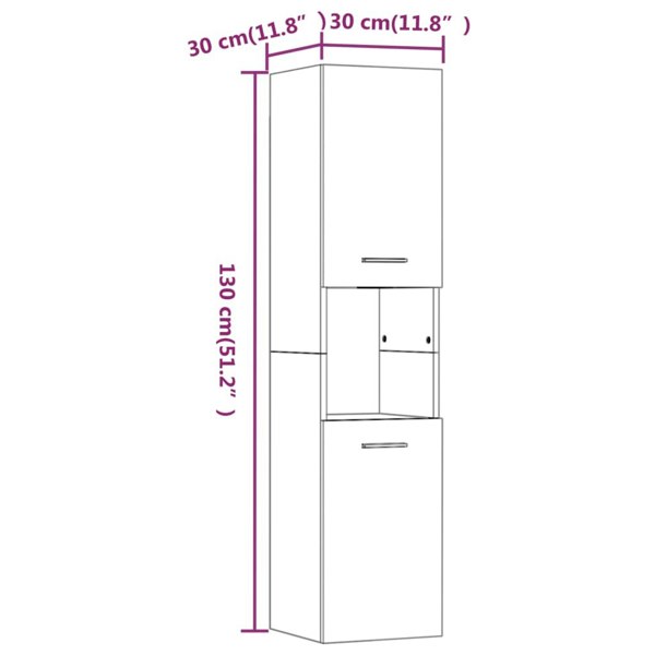 Berkfield Bathroom Cabinet Smoked Oak 30x30x130 cm Engineered Wood