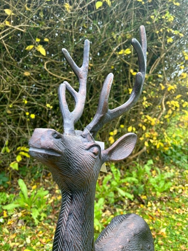 Inspirational Gifting Aluminium Stag Sculpture Garden Ornament with Bronze Finish