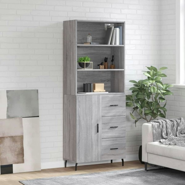 Berkfield Highboard Grey Sonoma 69.5x34x180 cm Engineered Wood