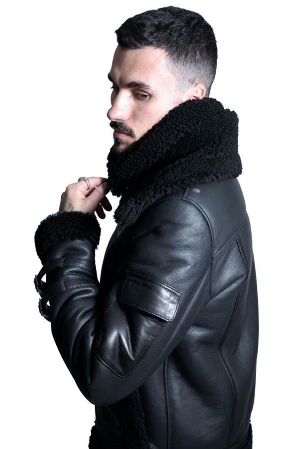Infinity Leather Mens Retro Biker Sheepskin Jacket-Hingham