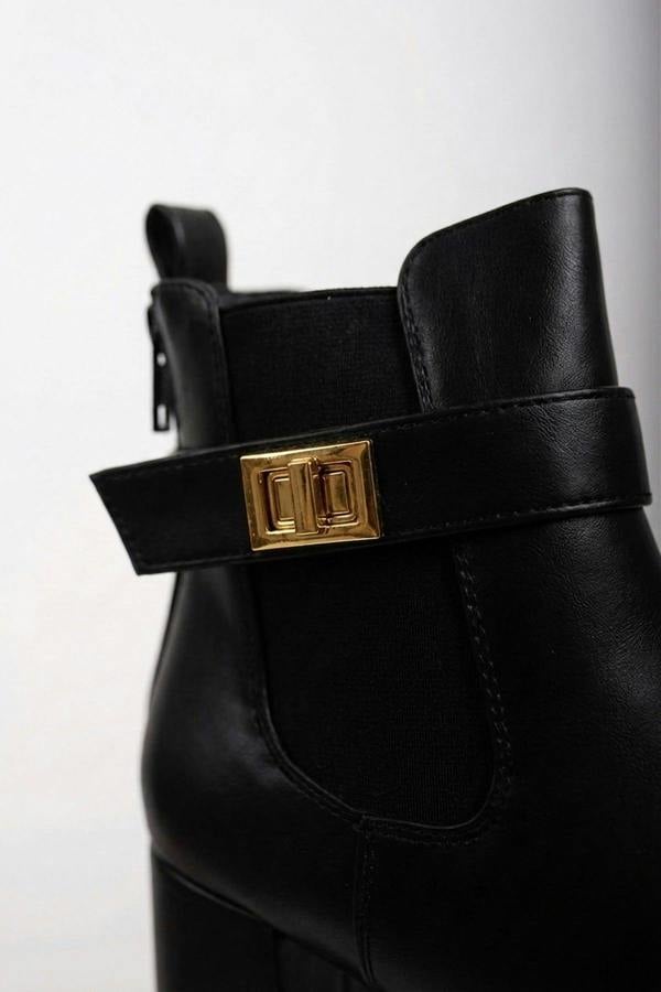 Genevieve Pointed Toe Block Heel Boots - Black