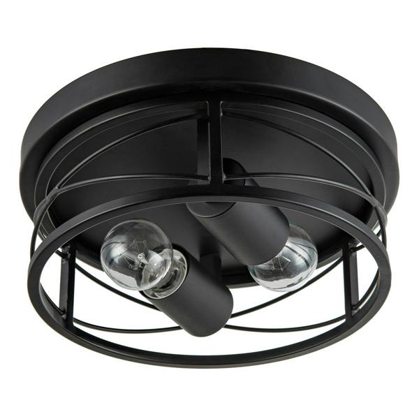 Industrial Vintage Black Round Flush Ceiling Light with Wire Design Image 3