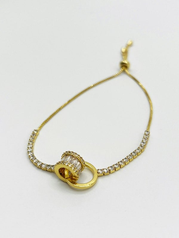 SVNX Double Ring Diamante Bracelet in Gold Colour - Gift Boxed