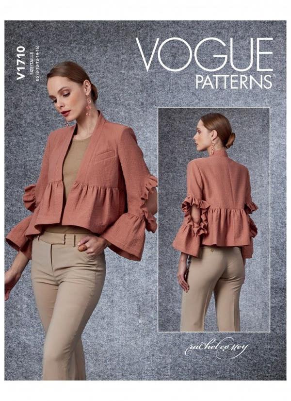 Vogue Sewing Pattern 1710, Jackets for Women, B5 (8-10-12-14-16) - Intermediate