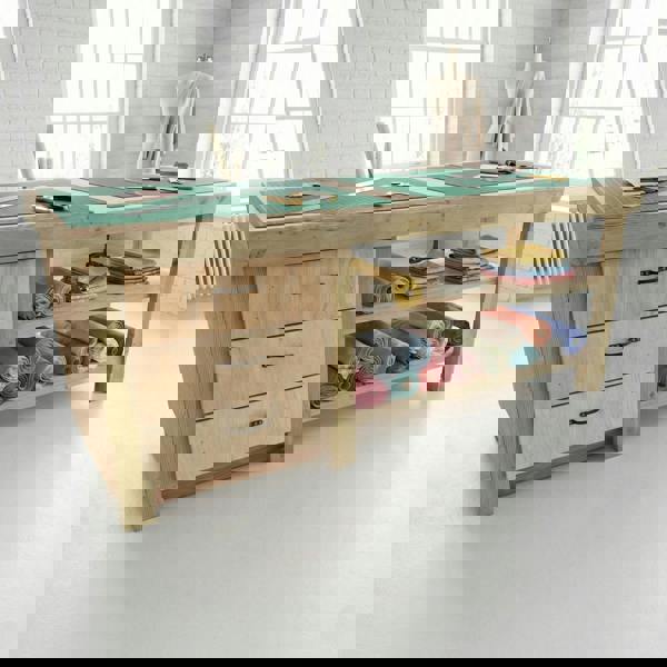 Arbor Garden Solutions Wooden Eucalyptus top tool cabinet workbench with storage shelf (V.7) with double shelf