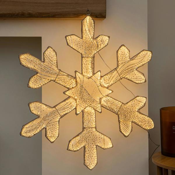 Samuel Alexander 60cm Gold Light up Snowflake Christmas Decoration with Warm White LEDs