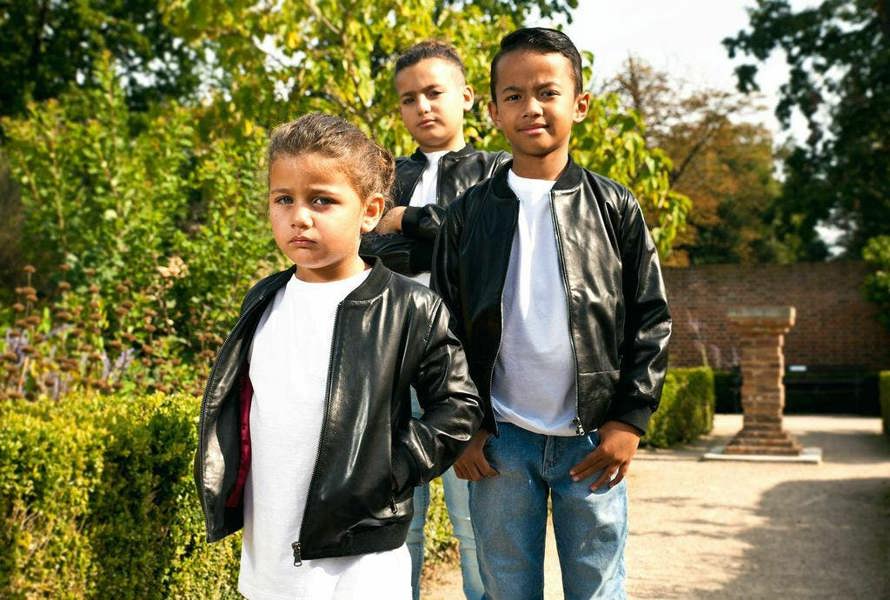 Infinity Leather Kids Unisex Varsity Black Baseball Leather Bomber Black Jacket (1-13Years)