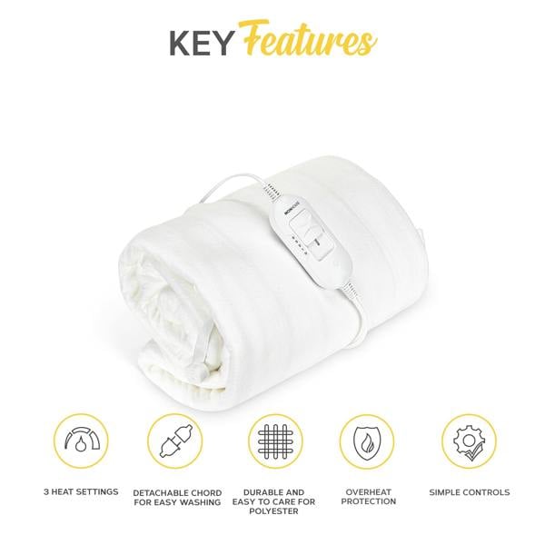 MONHOUSE  Heated Electric Under Blanket Mattress Topper 3 Heat Settings