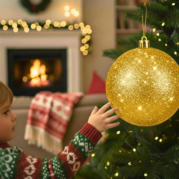 20cm to 25cm Dark Gold Glitter Christmas Bauble for Tree and Home Seasonal Décor image 7