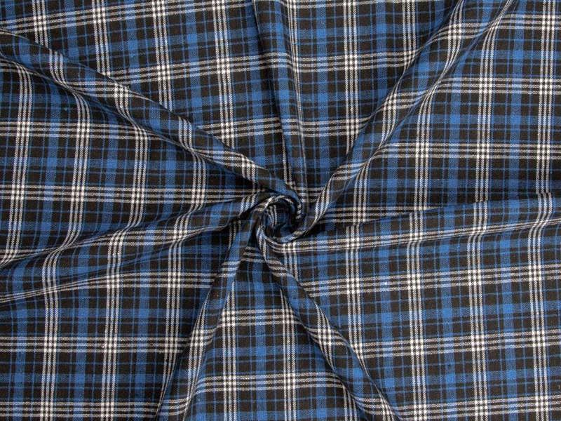 Minerva Core Range Deadstock Linen Cotton Blend Fabric - Checks Design Dressmaking Fabric, 150 cm / 60" Wide - per metre