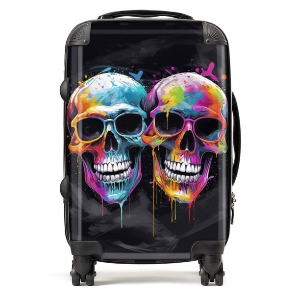 Warren Reed Splashart Happy Skeletons In Glasses Suitcase