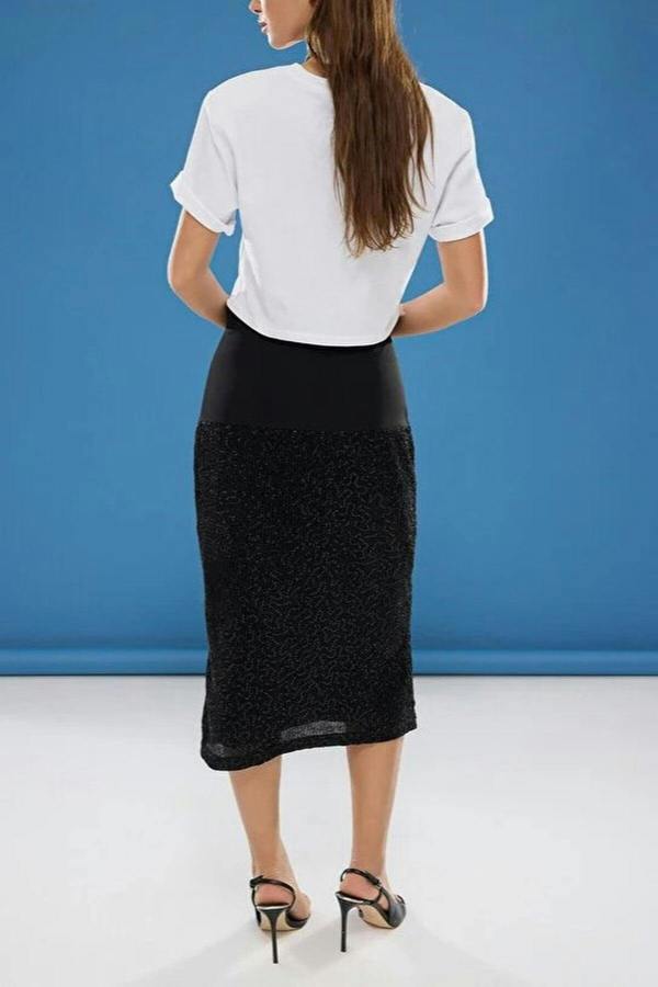 WOVCOR Sequin Detailed Midi Woven Skirt