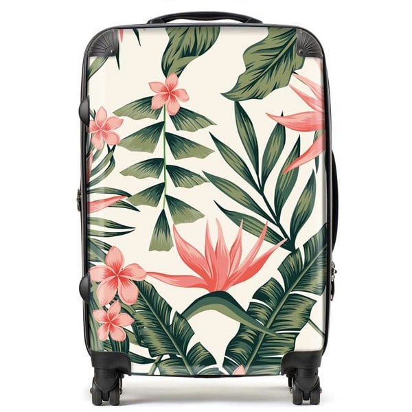 Warren Reed Dark Tropical Green Leaves Suitcase