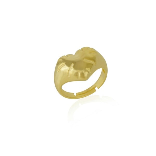 Spero London Sterling Silver Chunky Love Heart Signet Ring