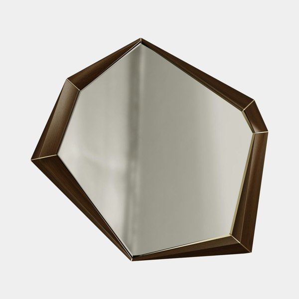 The Private Label Opera Mirror with Walnut Veneer & Brass Sydney