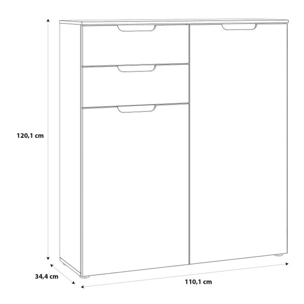 Wyld Haus Leipzig White Gloss Chest of Drawers 2 Doors 2 Drawers