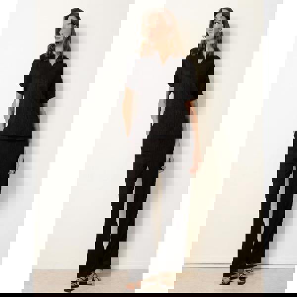 Blue Vanilla Grandad Collar Oversized Top