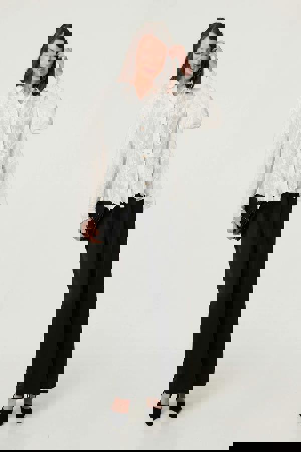 White | Lace Embroidered Relaxed Blouse