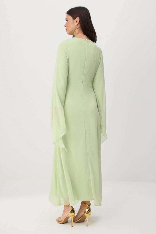 Princess Sleeve Boat Neck Maxi Dress