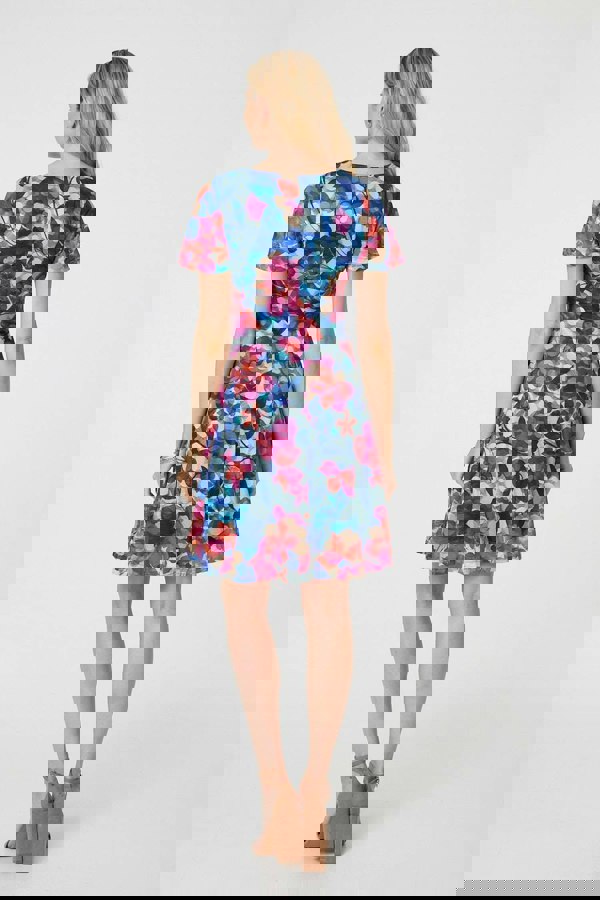 Red | Floral Layered Angel Sleeve Short Dress