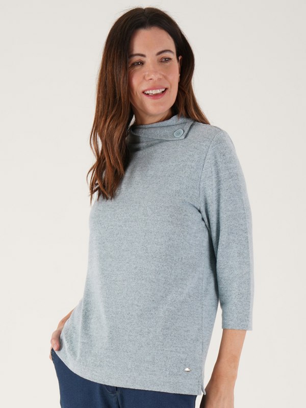 TIGI-Wear Split Glacier Turtleneck Top